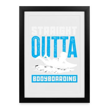 Surfeur Surfeur Bodyboarder - Affiche encadrée (27 × 37 cm) - noir - Devant