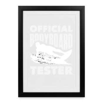 Surfeur Surfeur Bodyboarder - Affiche encadrée (27 × 37 cm) - noir - Devant