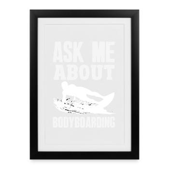 Surfeur Surfeur Bodyboarder - Affiche encadrée (27 × 37 cm) - noir - Devant