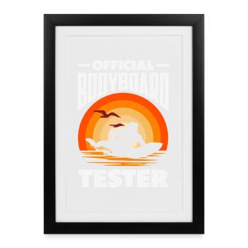 Surfeur Surfeur Bodyboarder - Affiche encadrée (27 × 37 cm) - noir - Devant
