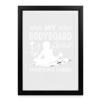 Surfeur Surfeur Bodyboarder - Affiche encadrée (27 × 37 cm) - noir - Devant