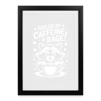 Dictons du café Caféine Cadeau drôle de café - Affiche encadrée (27 × 37 cm) - noir - Devant
