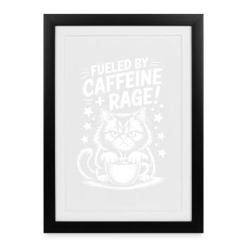 Dictons du café Caféine Cadeau drôle de café - Affiche encadrée (27 × 37 cm) - noir - Devant