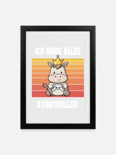 gaming animal design - Gerahmtes Poster (27 × 37 cm) - Schwarz
