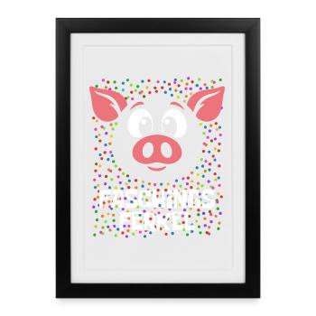 Le Porcelet du Carnaval | Déguisement costumé de carnaval - Affiche encadrée (27 × 37 cm) - noir - Devant