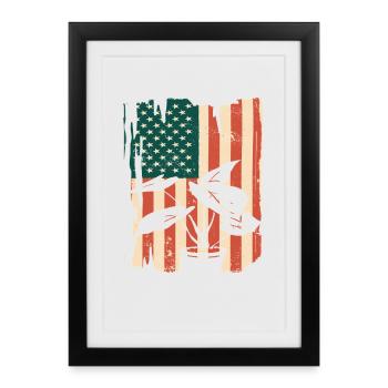 Jardinier amateur de plantes du drapeau américain - Affiche encadrée (27 × 37 cm) - noir - Devant