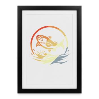 Pêche de style rétro - Affiche encadrée (27 × 37 cm) - noir - Devant