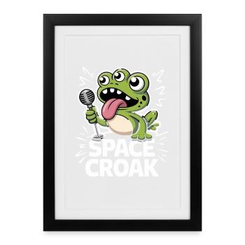 Space Croak Alien Frog Singer Funny Space - Framed poster (27 × 37 cm) - black - Front