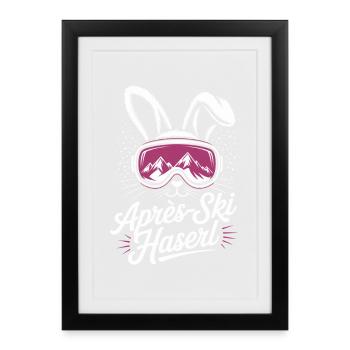 Après-ski bunny hut fun Skier ski bunny - Affiche encadrée (27 × 37 cm) - noir - Devant