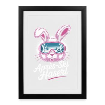 Après-ski bunny hut fun Skier ski bunny - Affiche encadrée (27 × 37 cm) - noir - Devant