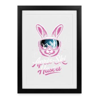 Après-ski bunny hut fun Skier ski bunny - Affiche encadrée (27 × 37 cm) - noir - Devant