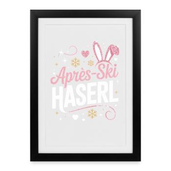 Après-ski bunny hut fun Skier ski bunny - Affiche encadrée (27 × 37 cm) - noir - Devant