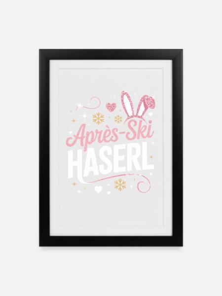 Apres Ski Haserl Hüttengaudi Skifahrerin Skihaserl - Gerahmtes Poster (27 × 37 cm) - Schwarz