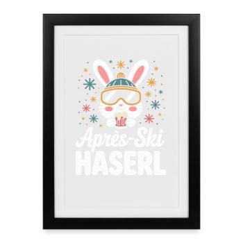 Après-ski bunny hut fun Skier ski bunny - Affiche encadrée (27 × 37 cm) - noir - Devant