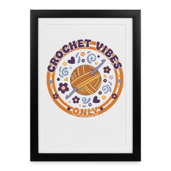 Vibrations au crochet : seulement drôles, amateur du crochet - Affiche encadrée (27 × 37 cm) - noir - Devant