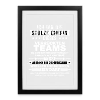 Le fier patron de cette équipe folle - Affiche encadrée (27 × 37 cm) - noir - Devant