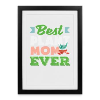 Maman amoureuse des plantes Meilleure maman jardinière - Affiche encadrée (27 × 37 cm) - noir - Devant
