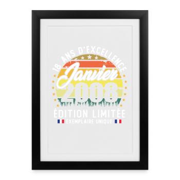 January 2008 Vintage 18 Year Anniversary Gift - Framed poster (27 × 37 cm) - black - Front