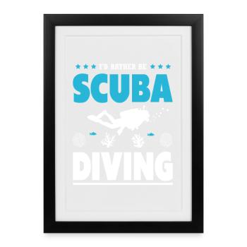 Funny diver design - Framed poster (27 × 37 cm) - black - Front