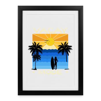 Fun holiday & surfer design - Framed poster (27 × 37 cm) - black - Front