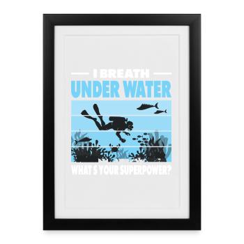 Lustiges Taucher Design - Gerahmtes Poster (27 × 37 cm) - Schwarz - Vorne