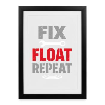 Entretien des bateaux, réparations, humour, - Affiche encadrée (27 × 37 cm) - noir - Devant