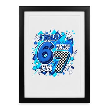 Six Seven Blue Checkered 67 - Framed poster (27 × 37 cm) - black - Front