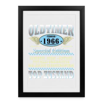 60e anniversaire voiture classique février 1966 Volume 66 - Affiche encadrée (27 × 37 cm) - noir - Devant