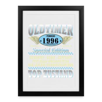 Millésime février Millésime 1996 Homme 30e anniversaire - Affiche encadrée (27 × 37 cm) - noir - Devant