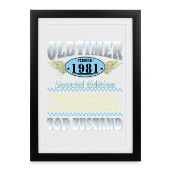 45e anniversaire Oldtimer Millésime de février 1981 - Affiche encadrée (27 × 37 cm) - noir - Devant