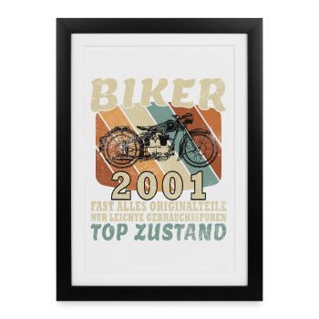 25e anniversaire motard motard 2001 - Affiche encadrée (27 × 37 cm) - noir - Devant