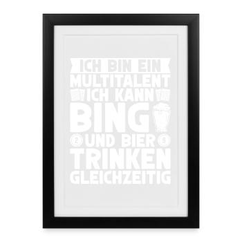 Joueur de bingo : je suis un multi-talent, canette, bing et bière - Affiche encadrée (27 × 37 cm) - noir - Devant