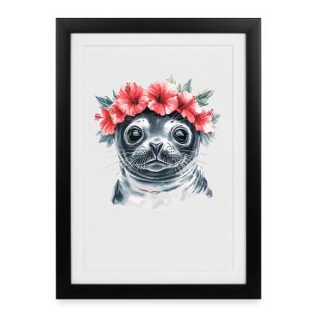 Sceau de la couronne de fleurs - Affiche encadrée (27 × 37 cm) - noir - Devant