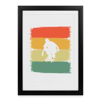 Skater Skateboard Skating - Affiche encadrée (27 × 37 cm) - noir - Devant