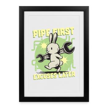 Tuyau constructeur de tuyaux poseurs de tuyaux en premier - Affiche encadrée (27 × 37 cm) - noir - Devant