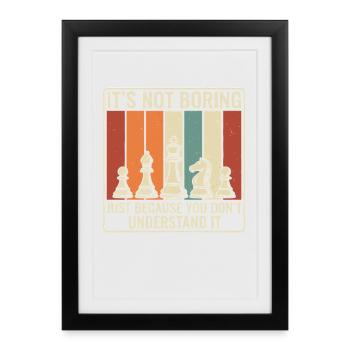 Les échecs ne sont pas ennuyeux – Retro Strategy Desi - Affiche encadrée (27 × 37 cm) - noir - Devant