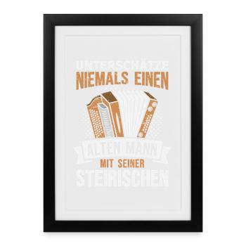 Quetschn accordéon styrien - Affiche encadrée (27 × 37 cm) - noir - Devant