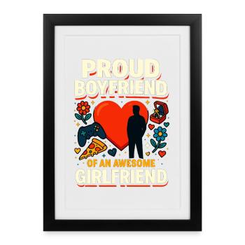 Petit ami fier, petite amie, cadeau de la Saint-Valentin - Affiche encadrée (27 × 37 cm) - noir - Devant