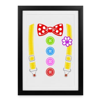 Colorful clown costume with suspenders - Framed poster (27 × 37 cm) - black - Front