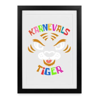 Tigre du Carnaval | costume coloré de carnaval - Affiche encadrée (27 × 37 cm) - noir - Devant