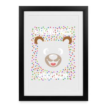 Karnevals Bärchen | Big Face Kostüm Verkleidung - Gerahmtes Poster (27 × 37 cm) - Schwarz - Vorne