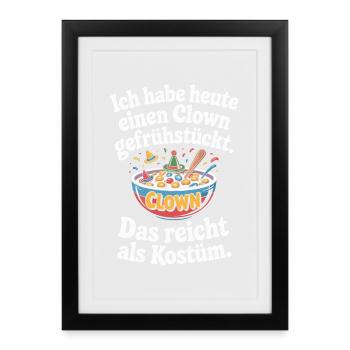 Clown Breakfast Carnival Clown Costume Replacement - Framed poster (27 × 37 cm) - black - Front