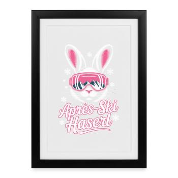 Après-ski bunny hut fun Skier ski bunny - Affiche encadrée (27 × 37 cm) - noir - Devant