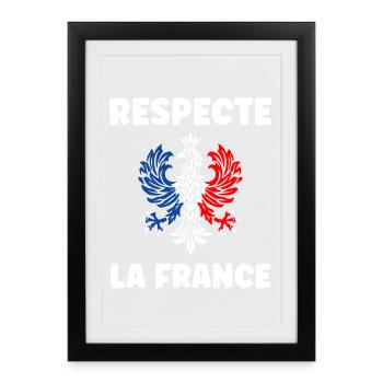 Respect France Tricolor Eagle - Framed poster (27 × 37 cm) - black - Front