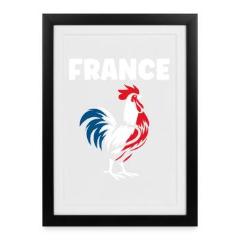 Coq Tricolore France - Affiche encadrée (27 × 37 cm) - noir - Devant