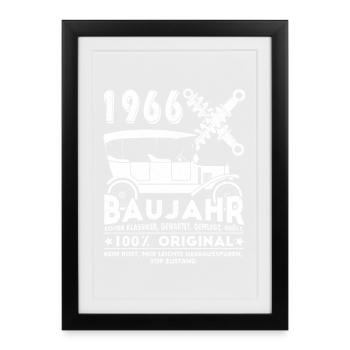 Jahrgang 1966 Geschenk 60. Geburtstag 60 jahre - Gerahmtes Poster (27 × 37 cm) - Schwarz - Vorne