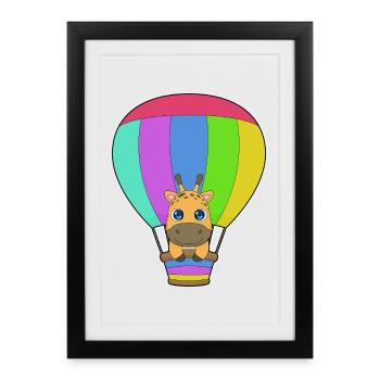 Montgolfière girafe - Affiche encadrée (27 × 37 cm) - noir - Devant