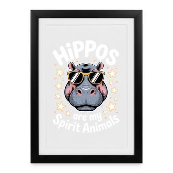 Hippopotamus Sayings Hippopotamus Joke Hippopotamus Gift - Framed poster (27 × 37 cm) - black - Front