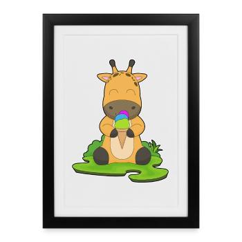 Glace gaufre à la girafe - Affiche encadrée (27 × 37 cm) - noir - Devant