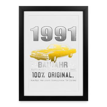 Original 1991 Millésime 1991 Anniversaire rétro 1991 - Affiche encadrée (27 × 37 cm) - noir - Devant